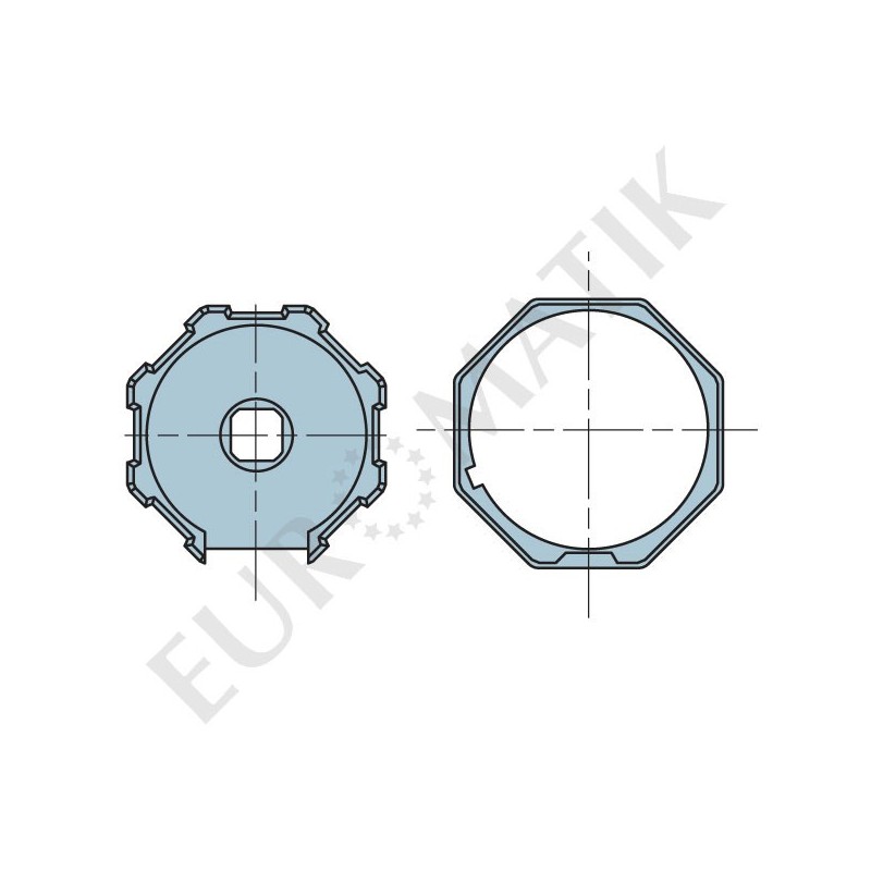 Adaptateur pour moteur Neo Ø 45 mm centre carré 10 mm pour tube octogonal 52 mm 