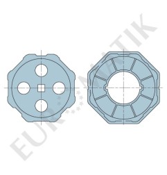 Adaptateur pour moteur Neo Ø 45 mm centre carré 10 mm pour tube octogonal 102 mm 