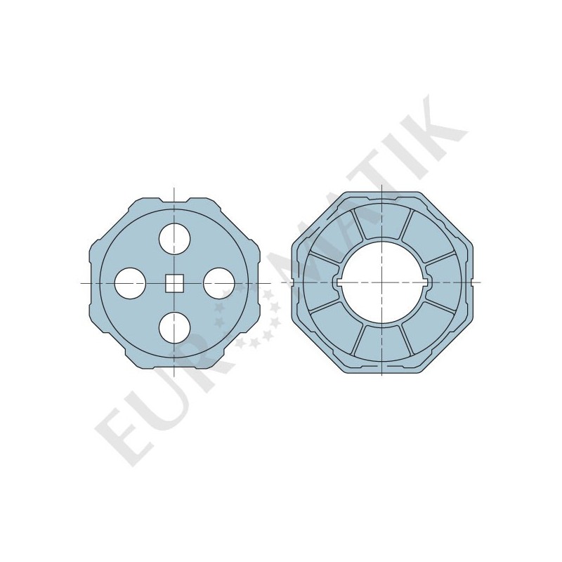 Adaptateur pour moteur Neo Ø 45 mm centre carré 10 mm pour tube octogonal 102 mm 