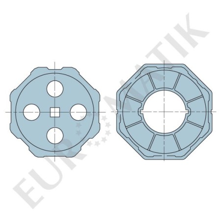 Adaptateur pour moteur Neo Ø 45 mm centre carré 10 mm pour tube octogonal 102 mm 