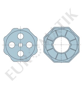 Adaptateur pour moteur Neo Ø 45 mm centre carré 10 mm pour tube octogonal 102 mm 