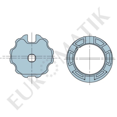 Adaptateur pour moteur Neo Ø 45 mm centre carré 10 mm pour tube rond à ogive 70 mm 