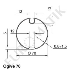 Adaptateur rond à ogive 70 mm pour moteur Nice Neo M