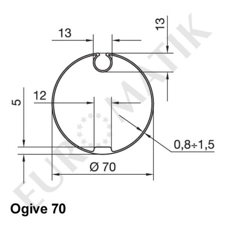 Adaptateur rond à ogive 70 mm pour moteur Nice Neo M