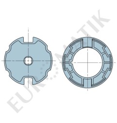 Adaptateur pour moteur Neo Ø 45 mm centre carré 10 mm pour tube rond 80 mm, rond 78 mm à ogive