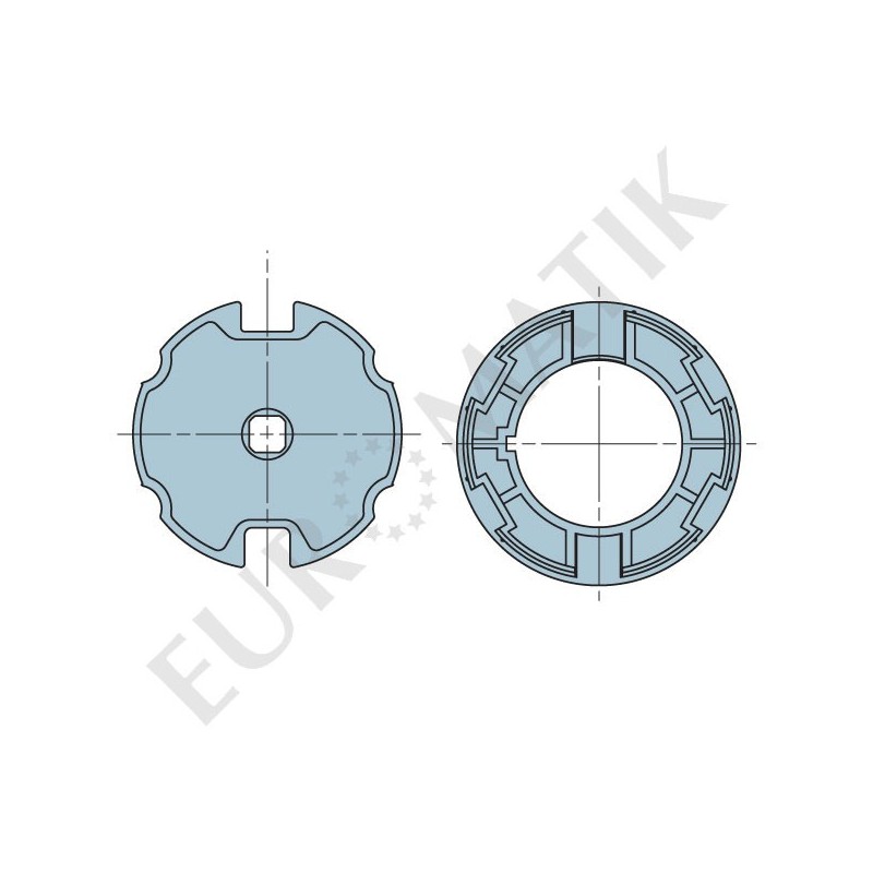 Adaptateur pour moteur Neo Ø 45 mm centre carré 10 mm pour tube rond 80 mm, rond 78 mm à ogive