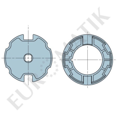 Adaptateur pour moteur Neo Ø 45 mm centre carré 10 mm pour tube rond 80 mm, rond 78 mm à ogive