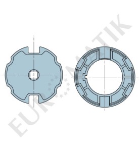 Adaptateur pour moteur Neo Ø 45 mm centre carré 10 mm pour tube rond 80 mm, rond 78 mm à ogive