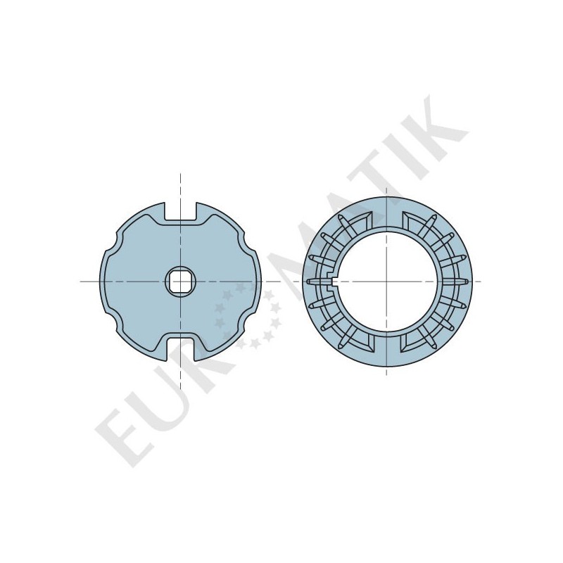 Adaptateur pour moteur Neo Ø 45 mm centre carré 10 mm pour tube rond 78 mm à ogive agrandie