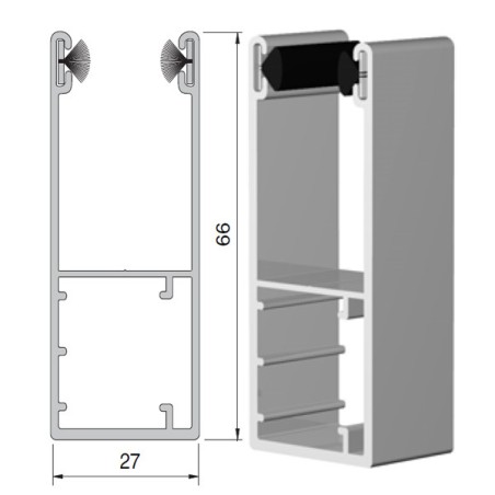 Coulisse RENO 66x27 mm blanc RAL9016 (1 mètre)