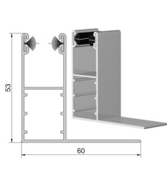 Coulisse aluminium rénovation avec aile blanche 53 x 22 mm (le mètre)