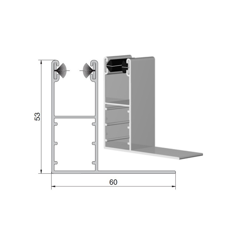 Coulisse aluminium rénovation avec aile blanche 53 x 22 mm (le mètre)