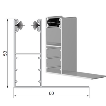 Coulisse aluminium rénovation avec aile blanche 53 x 22 mm (le mètre)