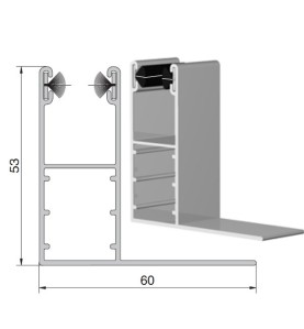 Coulisse aluminium rénovation avec aile blanche 53 x 22 mm (le mètre)