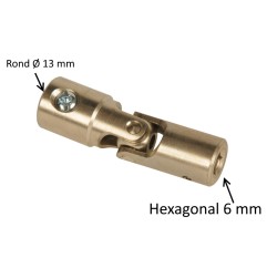 Cardan acier 16 mm : Rond 13 mm / Hexagonal 6 mm