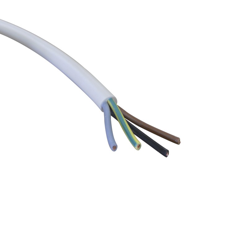 Câble souple blanc 4 brins de 1mm² HO5VVF Au mètre - Euromatik