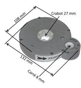 Treuil volet roulant ZFC270A droite E:Crabot ZF 27 mm