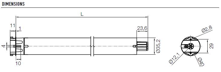 Nice E STAR ST - Dimensions moteur